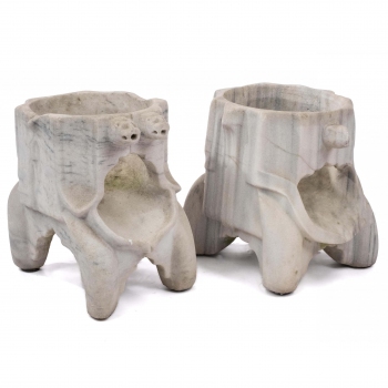 Two Fatimid marble jar stands (kilgas)