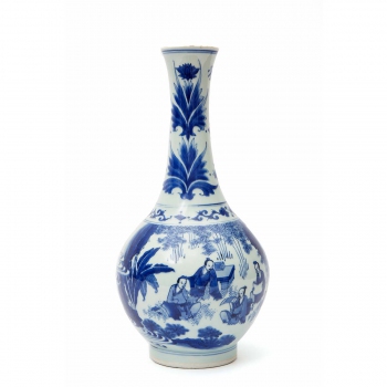 A transitional blue & white bottle vase