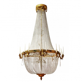 A large North-European ormolu and patinated bronze nineteen-light chandelier