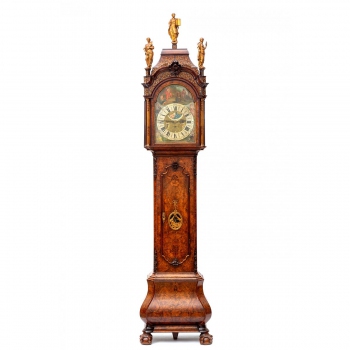A Dutch burr walnut longcase clock