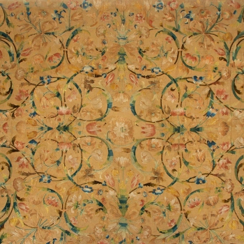 A silk broché woven bedspread, as tapestry