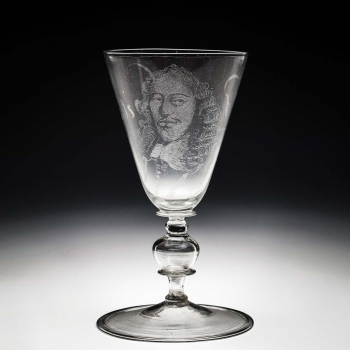 Een Nederlands Johann de Witt portretglas met diamantgravure
